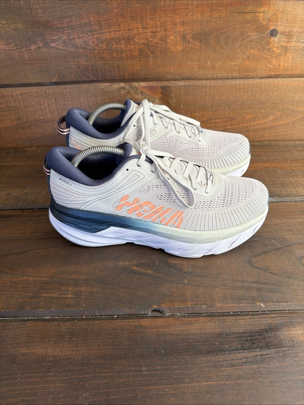 Hoka One One Bondi 7 Lunar Rock Gray Sneakers Athletic Shoes Women Size 10